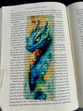 Basilisk Bookmark – Watercolor Dragon, Mythical Bookmark Design, Fantasy Creature Bookmark for Book Lovers