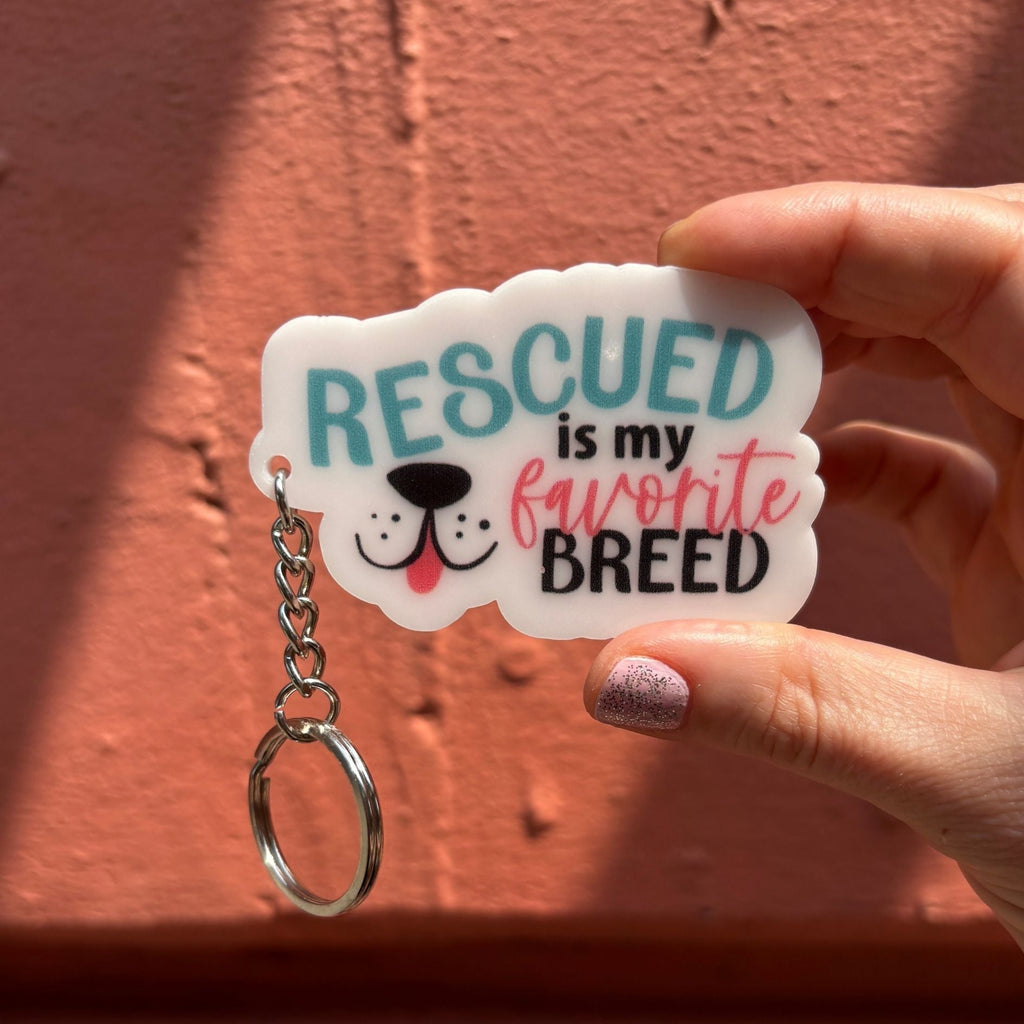 Dog & Cat Acrylic Keychains | 5 Style Options | Rescue Favorite Breed, I Woof You & Puppy Lover