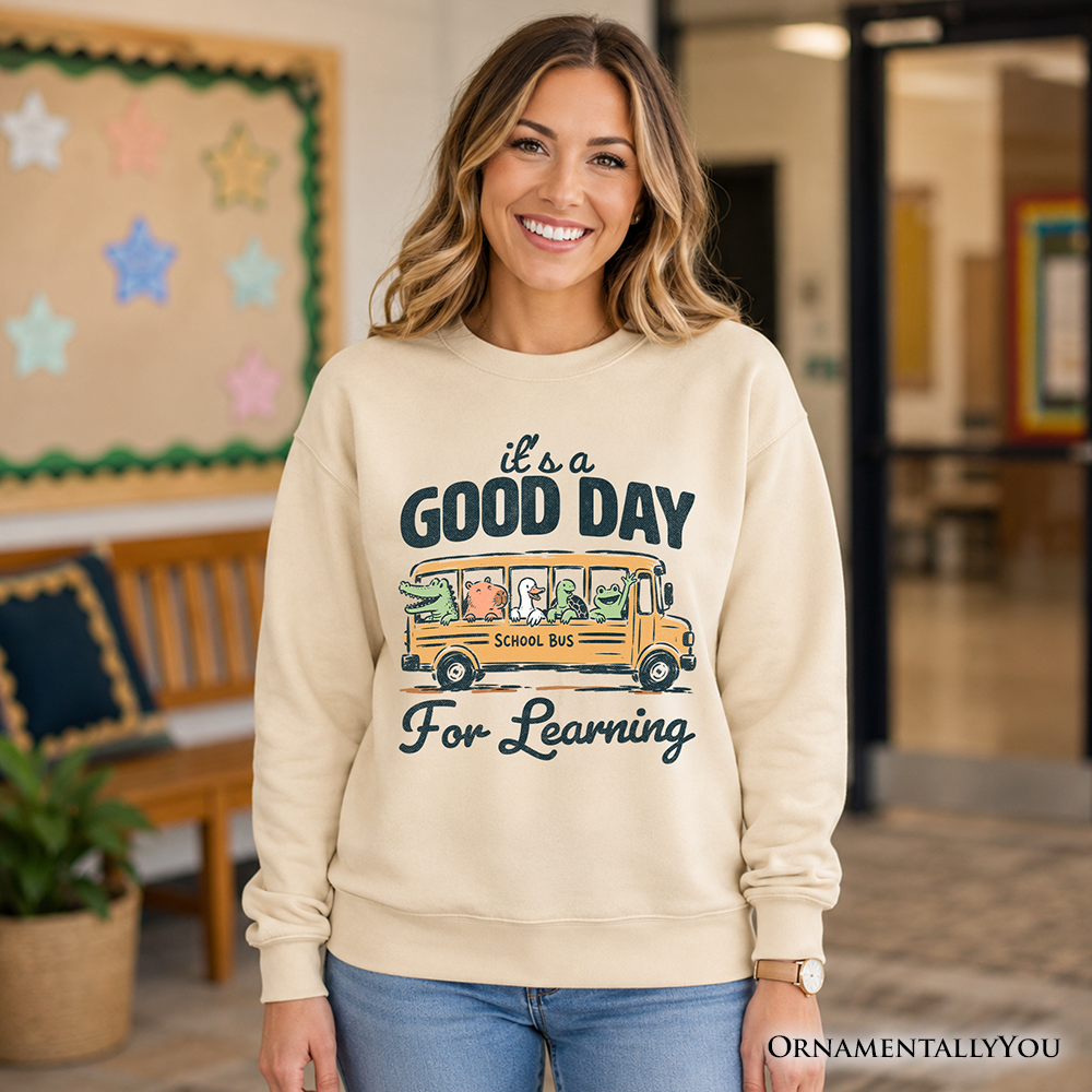 Vintage Good Day for Learning School Bus Sweatshirt, Back to School Sweater