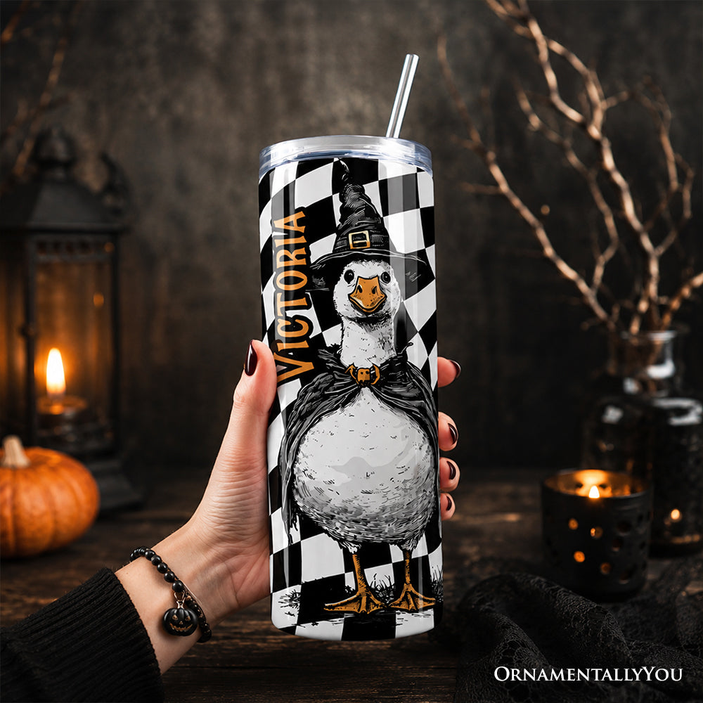 Haunting Honkers Goose 20oz Personalized Tumbler With Lid and Stainless Steel Straw, Funny Halloween Costumes Gift Cup