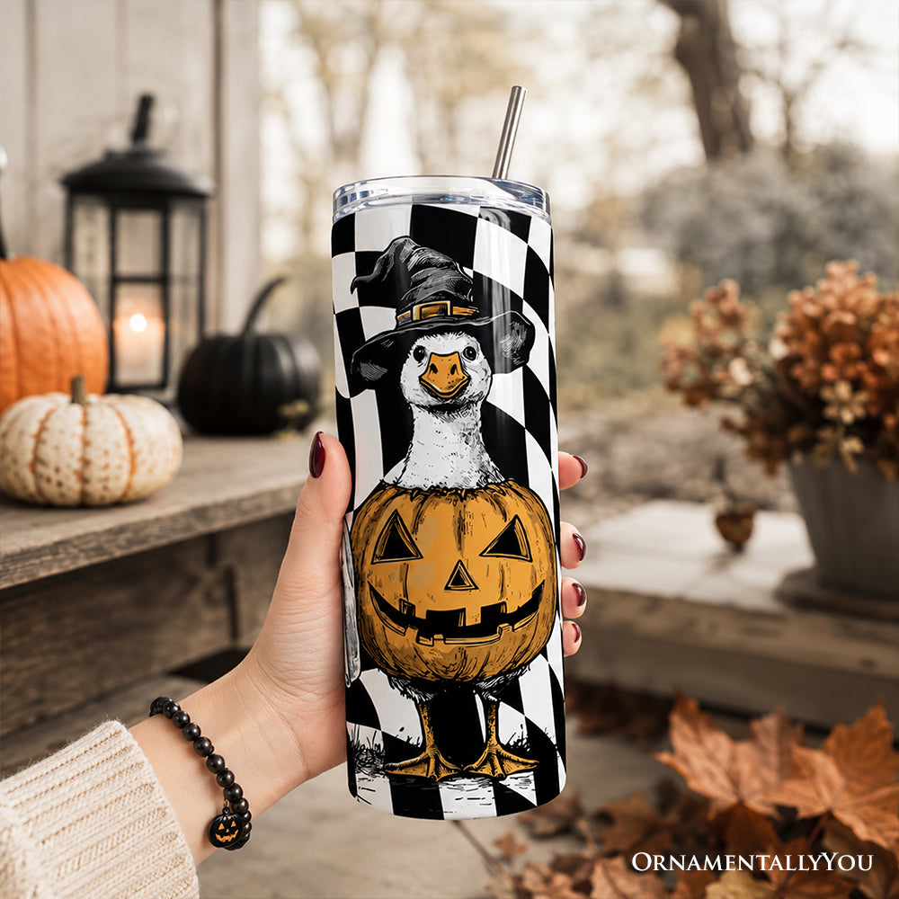 Haunting Honkers Goose 20oz Personalized Tumbler With Lid and Stainless Steel Straw, Funny Halloween Costumes Gift Cup