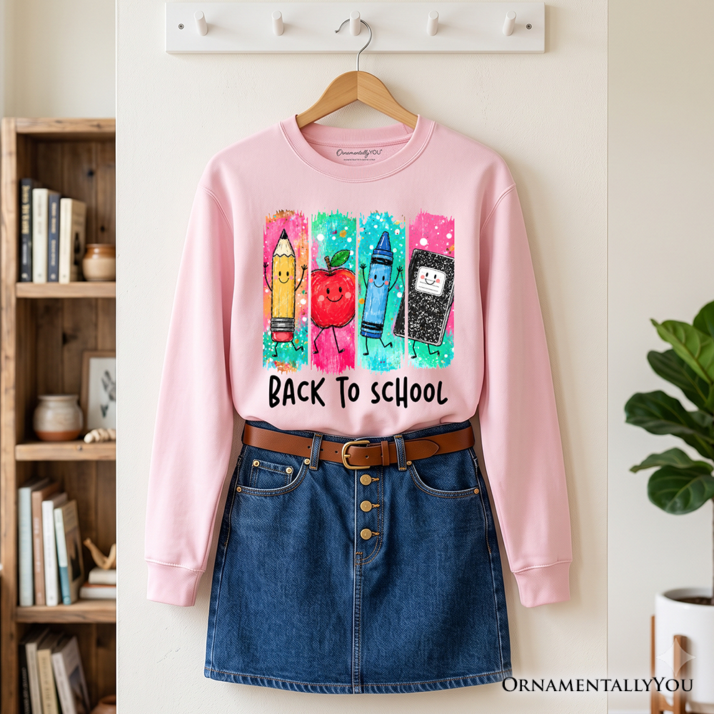 Brushstroke Back to School Sweatshirt, Apple Pencil Notebook Sweater