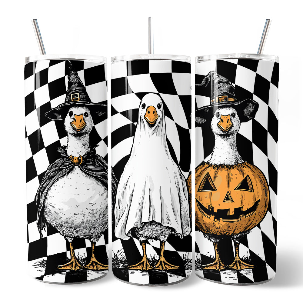 Haunting Honkers Goose 20oz Personalized Tumbler With Lid and Stainless Steel Straw, Funny Halloween Costumes Gift Cup