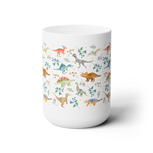 Boho Floral Dinosaur Mug with Stars