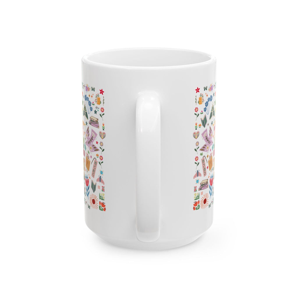 Bookish Folk Art Coffee Mug for Book Lover