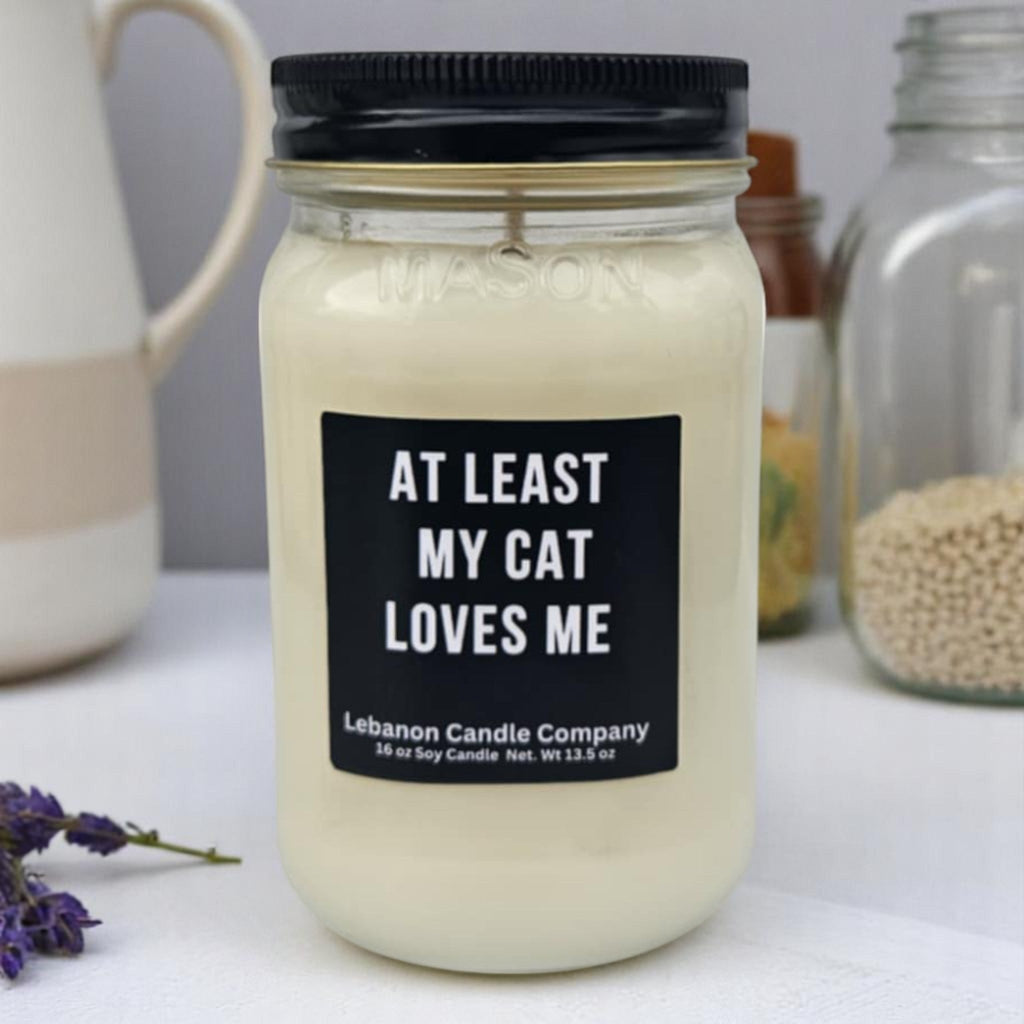 At Least My Cat Loves Me Funny Candle
