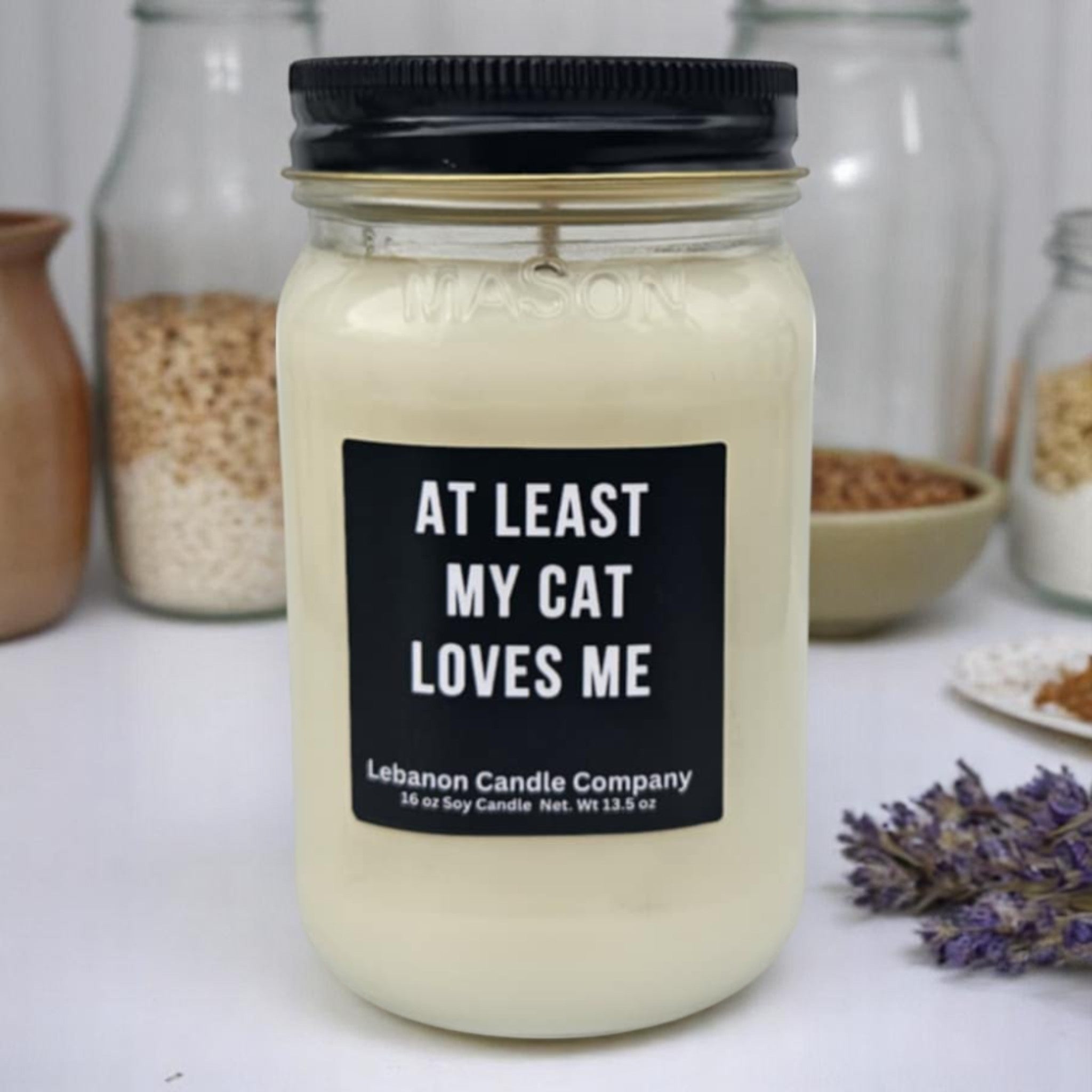 At Least My Cat Loves Me Funny Candle