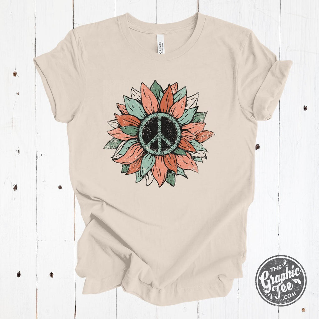 Peace Sunflower Short Sleeve Tee
